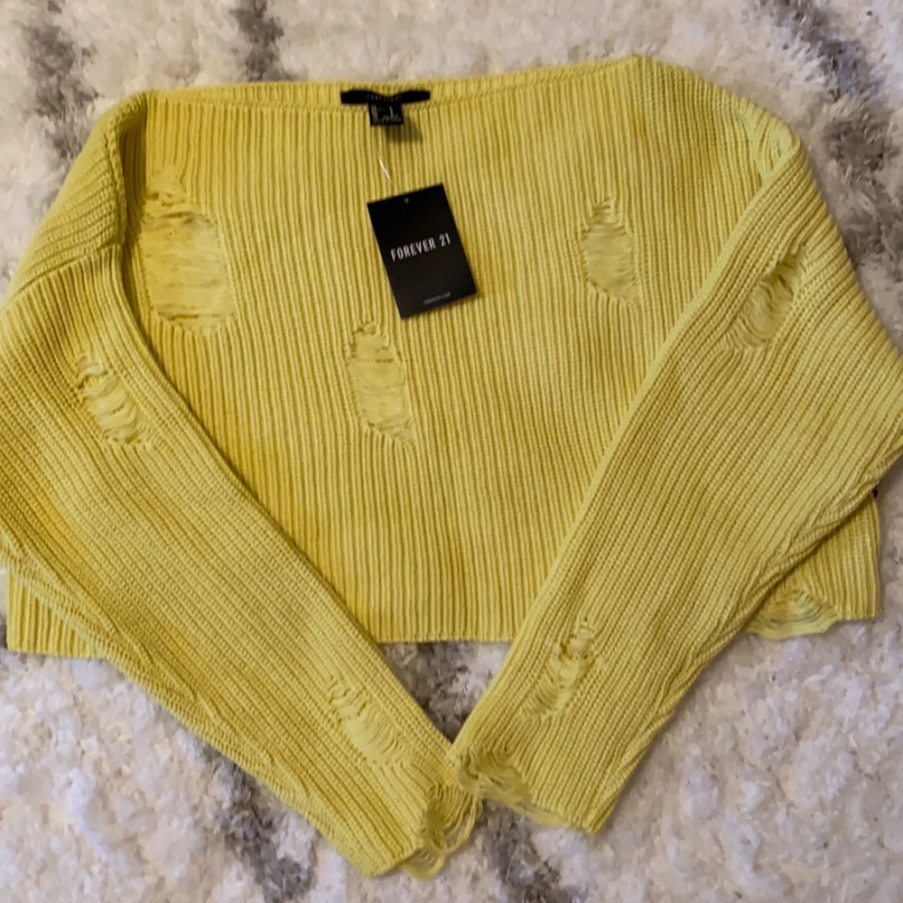 Lime Green Off of the Shoulder Crop Sweater